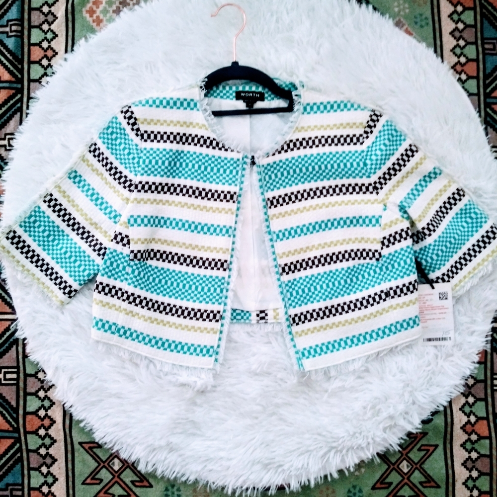 🌞3/$18🌞NWT Sz 2 Worth New York fringed bolero jacket